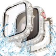 2 in 1 Waterproof Bling Case for Apple Watch Series 9 8 7 41mm Screen