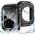 thumbnail image 1 of 2 in 1 Waterproof Case for Apple Watch Screen Protector 40mm Series 6/5/4/SE, 360 Protective Glass Face Cover Hard PC Bumper + Back Frame for iWatch 6 5 4 SE Accessories 40 mm, Black, 1 of 5