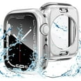 thumbnail image 1 of 2 in 1 Waterproof Case for Apple Watch Series 8 & Series 7 41mm Screen Protector, 360 Protective Glass Face Cover Hard PC Bumper + Back Frame for iWatch 8/7 Accessories 41 mm, Silver, 1 of 5