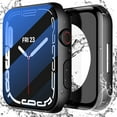 thumbnail image 1 of [2 in 1] Waterproof Case with Tempered Glass Screen Protector for Apple Watch Series 6 SE Series 5 Series 4 40mm, Front & Back Shockproof Hard Protective Cover for iWatch, Matte Black, 1 of 5