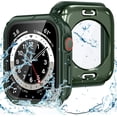 thumbnail image 1 of 2 in 1 Waterproof Rugged Case for Apple Watch Series 8 Series 7 45mm Screen Protector, 360 Protective Glass Face Cover Hard PC Bumper + Back Frame for iWatch 7 8 Accessories 45 mm Green, 1 of 5