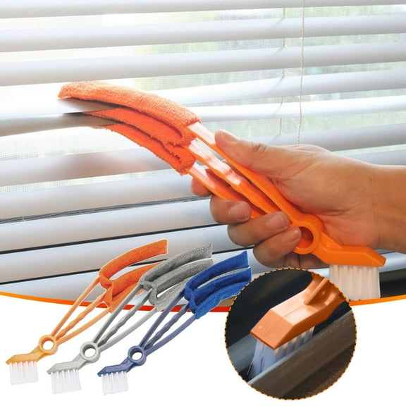 2 in 1 Window Blind Cleaner Duster Tool, Dual Brush Head, with 4 Removable and Washable Microfiber Sleeves, Shutter Cleaner Brush, Air Conditioner Keyboard Fan Duster Dirt Housekeeping Cleaner