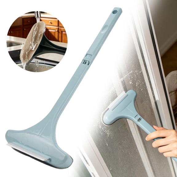2 In 1 Window Screen Cleaner Brush Handle Detachable,Mesh Cleaning Tool Wet Dry Squeegee Scraper For Glass Windows Doors And Home Surfaces Household Dust Removal Cleaning Brush Multi Surface Use