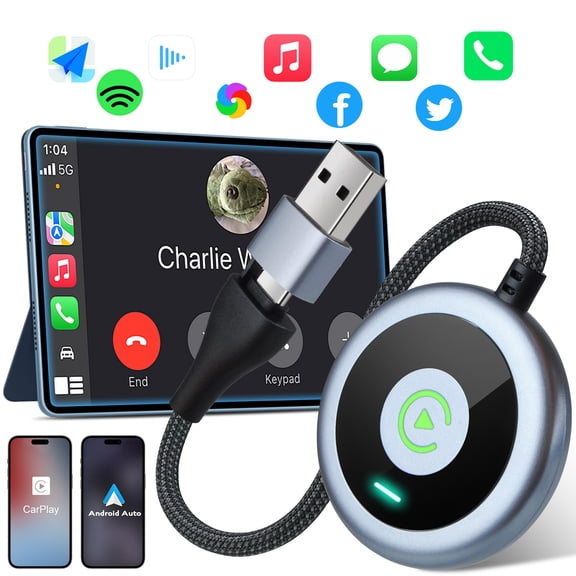 2 in 1 Wireless CarPlay Adapter & Android Auto Wireless Adapter,AILKIN Convert Wired to Wireless Carplay Adapter Plug&Play Dongle Cars Stereo Wireless Carplay Adapter Compatible for iPhone,Android