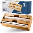 thumbnail image 1 of 2 in 1 Wrap Dispenser with Cutter and Labels, Plastic Wrap, Aluminum Foil and Wax Paper Dispenser for Kitchen Drawer, Bamboo Roll Organizer Holder, Compatible with 12" Roll, 1 of 6