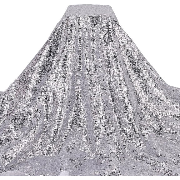 2.1 Yard(2m) Silver Sequin Fabric by The Yard 1.3 Yard(1.2m) Wide 3mm Glitter Fabric Denser Mesh Little Fabric Polyester Sparkly Fabric for Dress Clothing Wedding Home Decor