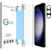 (2+1) amFIlm for Samsung Galaxy S23 FE -Magnetic OneTouch tempered glass screen protector + Camera Lens Protector Full Coverage Fingerprint ID Compatible Easy Installation