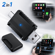 2 in 1 carplay Wireless Adapter & Mini Android Auto with Fast Stable Connection, Wired to Wireless Auto Car Adapter, Compatible with iphone10& Cars from 2016 Black