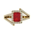 thumbnail image 1 of Solitaire with Accents Engagement Ring for Women - 1.935ct Simulated Pink Tourmaline in 18K Yellow Gold Promise Ring, 1 of 6