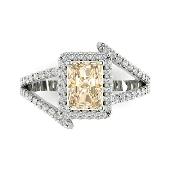 Halo Engagement Ring for Women - 1.935ct Natural Morganite in 14K White Gold Promise Ring