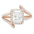 thumbnail image 1 of 2.1 ct Emerald Cut Genuine Cultured Diamond VS1-VS2 I-J 18K Rose Gold Halo Promise Wedding Statement Engagement Designer Ring W/ Crystal side stones size 9.5, 1 of 7
