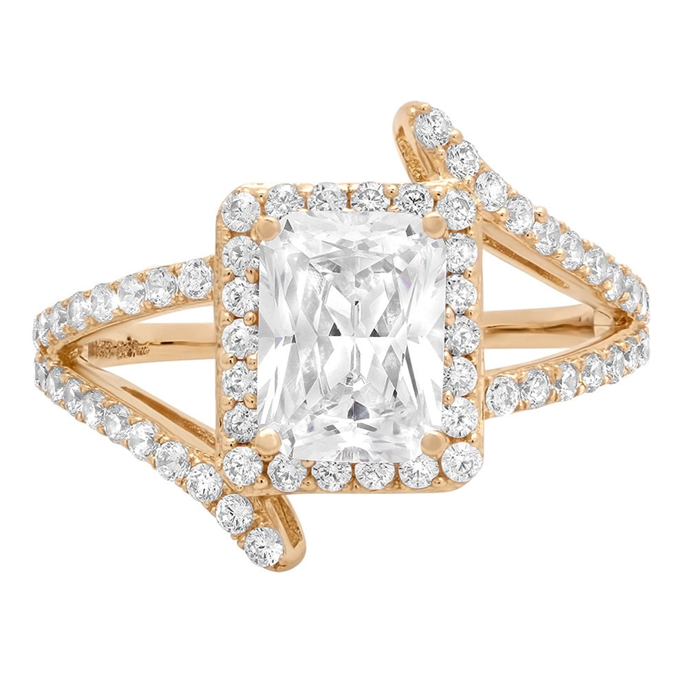 10k Yellow Gold 1 Ct Emerald Cut January Birthstone Statement Ring - CZ Solitaire Ring