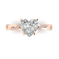 thumbnail image 1 of 2.1 ct Heart Cut Clear Crystal 14k Pink Rose Gold Engraving Statement Bridal Wedding Designer Ring Size 8, 1 of 5