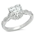 thumbnail image 1 of 2.1 ct Heart Cut Real Genuine Natural Diamond VS1-VS2 G-H 18K White Gold Promise Wedding Statement Engagement Designer Ring size 10, 1 of 6
