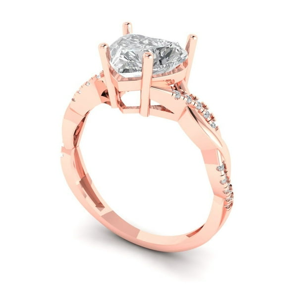 2.1 ct heart cut clear Zircon 18k rose gold Bridal Wedding Engagement Promise Anniversary Ring for Women size 7.75