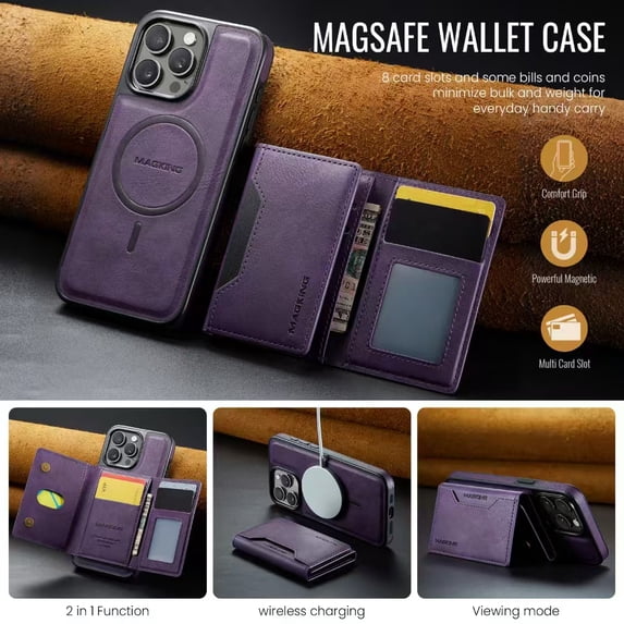 2 in 1 detachable magnetic cards Solt wallet leather phone case for iPhone 16 pro max 15 plus 14 13 12 Samsung S24 ultra S22 s23ultra for MagSafe wireless charging