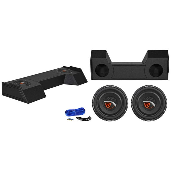 (2) 10" 2-Ohm Subwoofers+Bedlined Downfire Box For 2019-2020 Dodge Ram Crew Cab