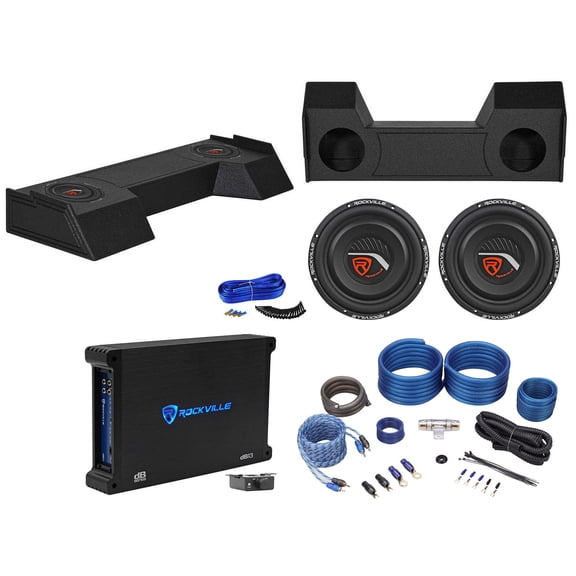 (2) 10" 4-Ohm Subwoofers+Amp+Bedlined Sub Box For 2019-2020 Dodge Ram Crew Cab
