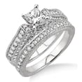 thumbnail image 1 of 2.10 Carat Antique Bridal Set Engagement Ring with Princess Cut Diamond in 10k White Gold, 1 of 3