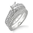thumbnail image 1 of 2.10 Carat Antique Bridal Set Engagement Ring with Princess Cut Diamond in 10k White Gold, 1 of 3