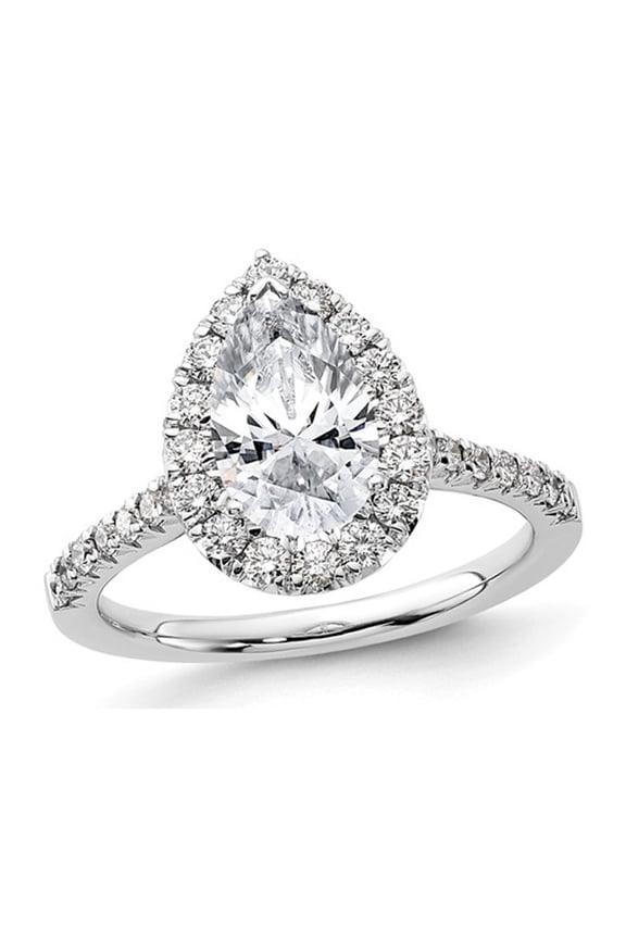 2.10 Carat (Ctw VS2, G-H) GCAL Certified Lab-Grown Pear Diamond Engagement Ring 14K White Gold