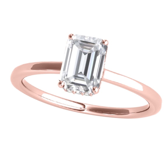 Mauli Jewels Women's 2.10 Carat Emerald Cut Moissanite Diamond Engagement Rings in 10K Solid, 4-Prong Setting