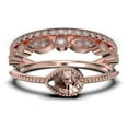 thumbnail image 1 of 2.10 Carat Pear Cut Morganite And Diamond Moissanite Classic Engagement Ring, Modern Wedding Ring in 925 Sterling Silver With 18k Rose Gold Plating, Promise Ring, Dainty Ring, Trio Rings Set, 1 of 4