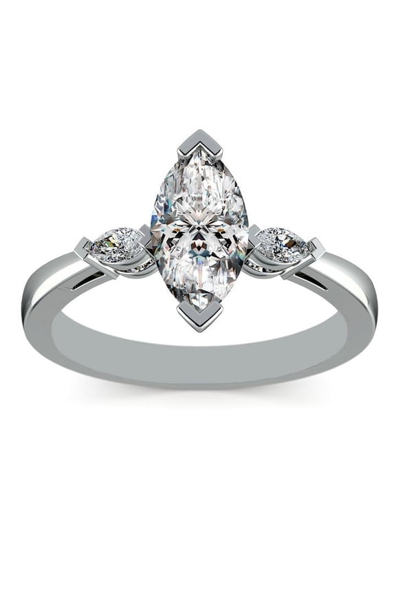 2.10 Ct Elegant Marquise 3-stone Moissanite Anniversary Ring for Women Solid 18K White Gold Size 5 (D/VVS1) by Diamond-Capitals
