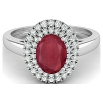 2.10 Cts Oval Ruby Glass Filled Solitaire 925 Sterling Silver Halo Women Valentines Day Gifts Ring