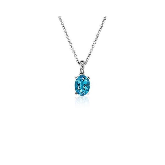 2.10 T.C.W Brilliant Oval Cut Stunning Topaz Gemstone Real Diamond Latest Designer Pendant for Ladies Solid 18K White Gold With 18 inches Chain
