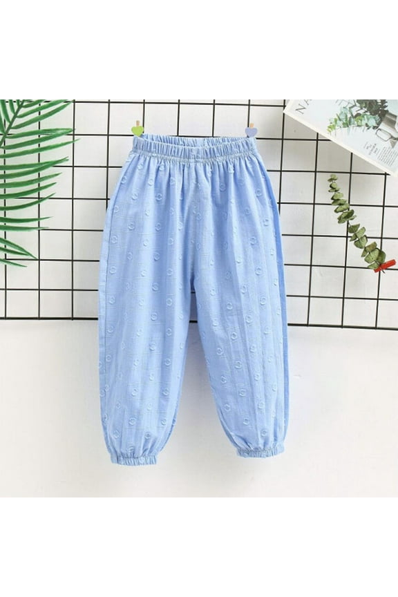 2-10 Years Children's Fashion Solid Color Perforated Ankle Waist Mosquito Proof Pants