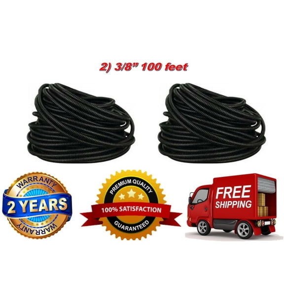 2) 100 Ft 3/8" Split Wire Loom Conduit Polyethylene Tubing Black Sleeve Tube