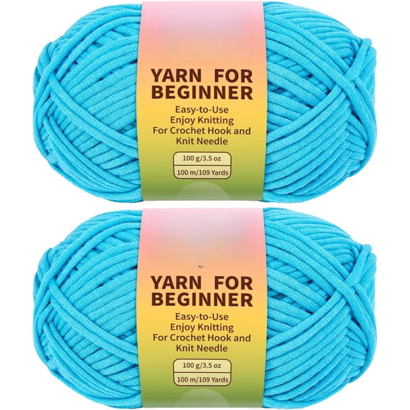 2*100g Beginner Easy Rainbow Crochet & Knitting Yarn - Cotton-Nylon Blend, Worsted-Weight Medium #4 Yarn for Crochet Kit