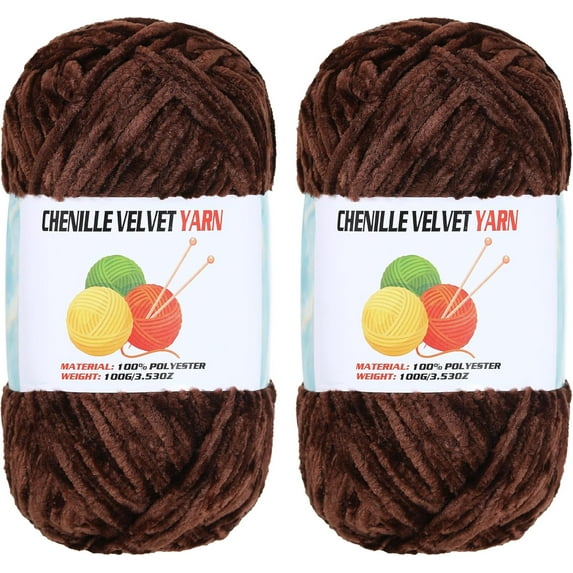 2 * 100g Velvet Chenille Chunky Yarn, Handcrafts Weaving Soft Chenille Yarn for Crocheting Clearance, Used for Making Baby Yarn Blanket, Clothes, Knitting Creations