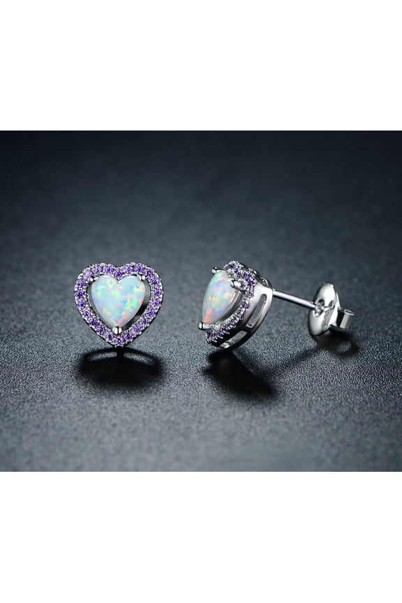 2.10Ct Heart Cut Simulated Fire Opal Women Stud Earrings 14K White Gold Plated