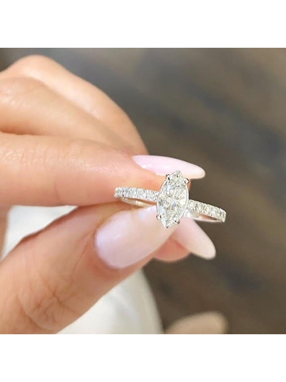 2.10Ct Marquise Cut VVS1/D Diamond Solitaire Anniversary Wedding Ring Solid 14k White Gold