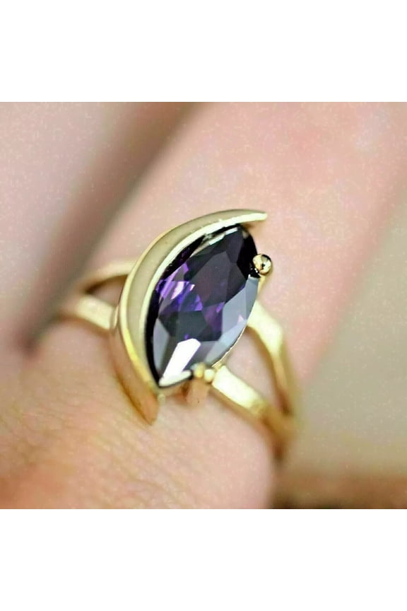 2.10Ct Marquise Lab Created Amethyst Women's Engagement Ring 14K Yellow Gold Plated