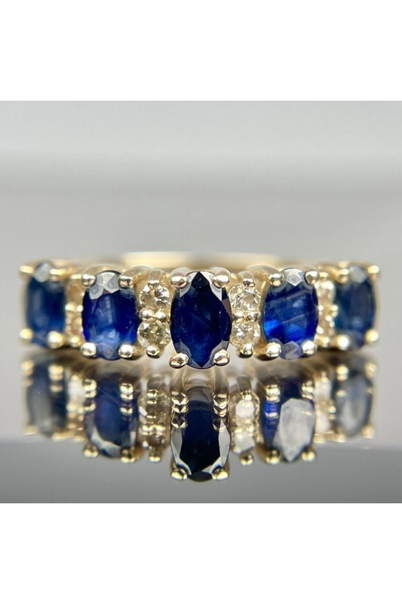 2.10Ct Oval Cut Simulated Blue Sapphire Women's Wedding Band Ring 14k Yellow Gold Plated