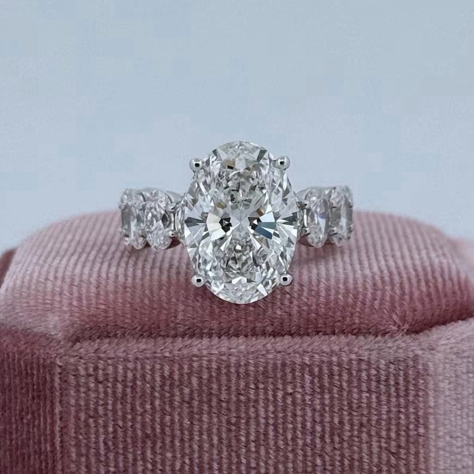 2.10Ct Oval Cut Simulated Diamond Women's Ring 14K White Gold Plated ...