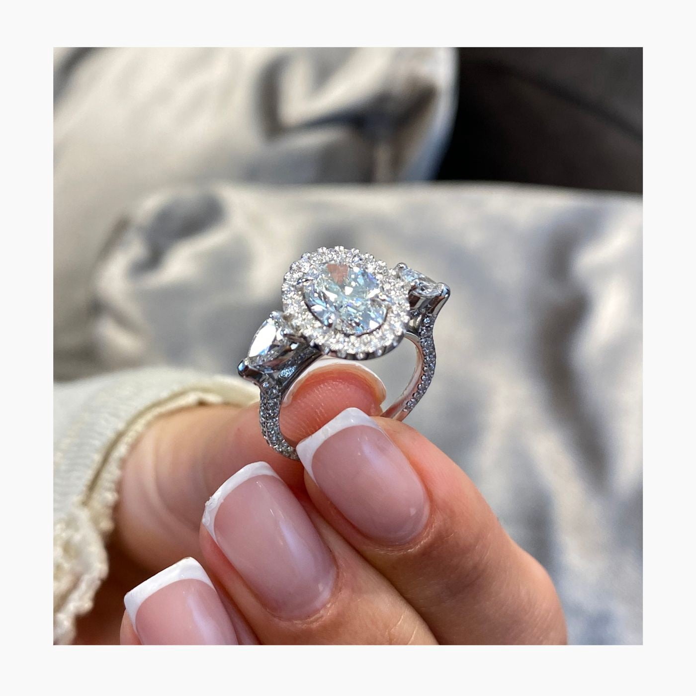 2.10Ct Oval Cut Simulated Diamond Women's Ring 14K White Gold Plated ...