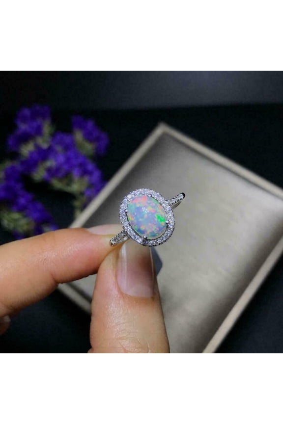 2.10Ct Oval Cut Simulated Fire Opal Anniversary Ring 14K White Gold Plated – Ring Size 5