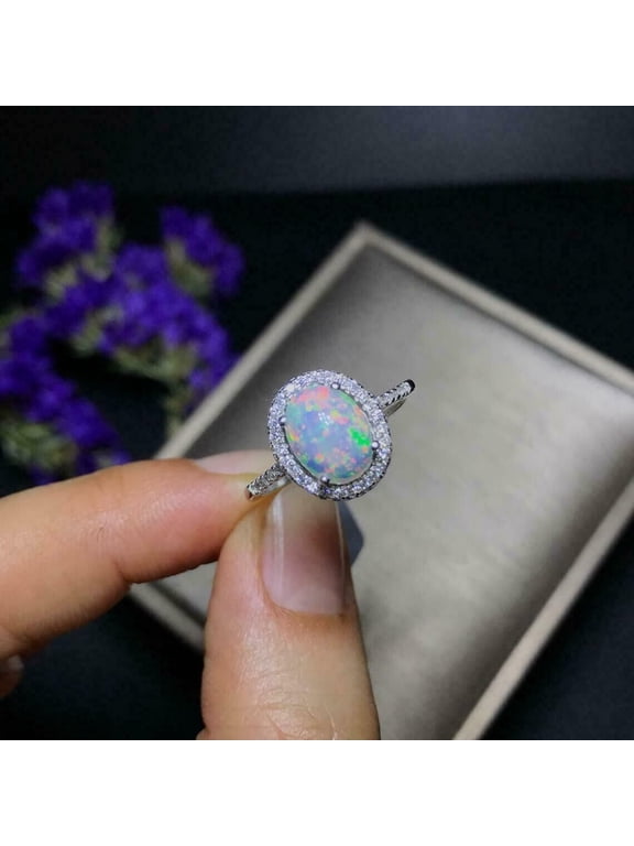 2.10Ct Oval Cut Simulated Fire Opal Anniversary Ring 14K White Gold Plated – Ring Size 7.5