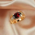 thumbnail image 1 of 2.10Ct Oval Cut Simulated Red Garnet Men's Engagement Band Gift Pinky Ring 14K Yellow Gold Plated, 1 of 2