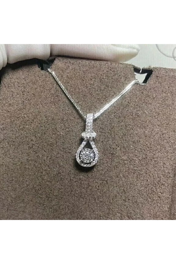 2.10Ct Round Cut Lab Created Diamond Halo Pendant Free Chain 14k White Gold Plated 18''