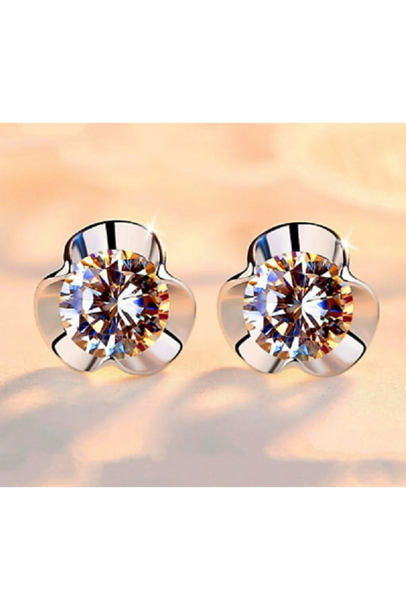 2.10Ct Round Cut Lab Created Diamond Women's Stud Earrings 14K White Gold Plated