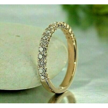 2.10Ct Round Cut Lab Created Diamond Women's Wedding Half Eternity Band Ring 14K Yellow Gold Plated