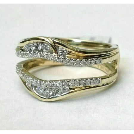2.10Ct Round Cut Simulated Diamond Men's Enhancer Guard Wrap Wedding Ring 14K Yellow Gold Plated