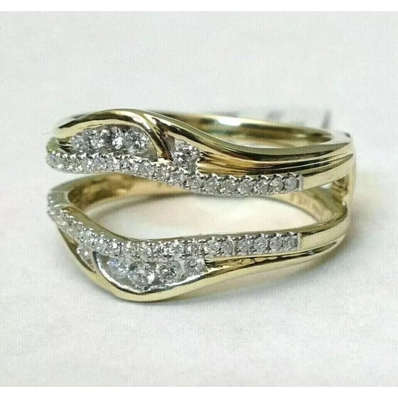 2.10Ct Round Cut Simulated Diamond Men's Enhancer Guard Wrap Wedding Ring 14K Yellow Gold Plated