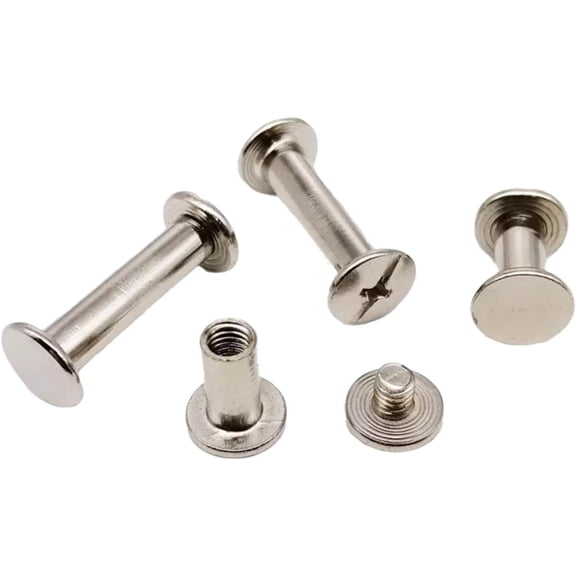 2-10Pcs M5x5-150mm Gold/Silver Leather Craft Photo Scrapbook Album Book Post Binding Chicago Screw (Color : Silver, Size : 5x80mm(5Pcs))