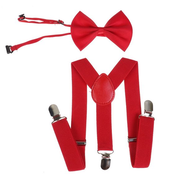 2-10T Girls Boys Suspender and Bowtie, 2-Piece Set, Adjustable Suspender Set for Toddlers Kids